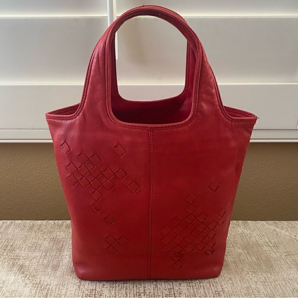 Bottega Veneta Deep Red Small Intrecciato Regent Tote Bag with COA. VGUC! - Picture 2 of 16